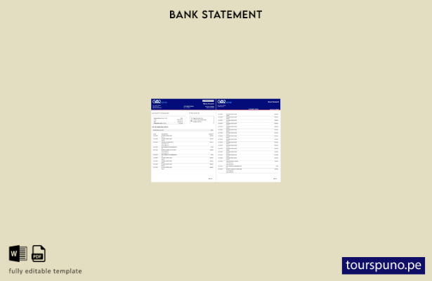 lista para imprimir plantilla de páginas de Word de extracto bancario GO del Rei